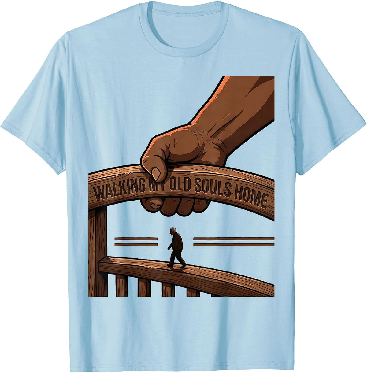Men's Walking My Old Souls Home Funny Nurse Healthcare Worker T-Shirt - Baby Blue