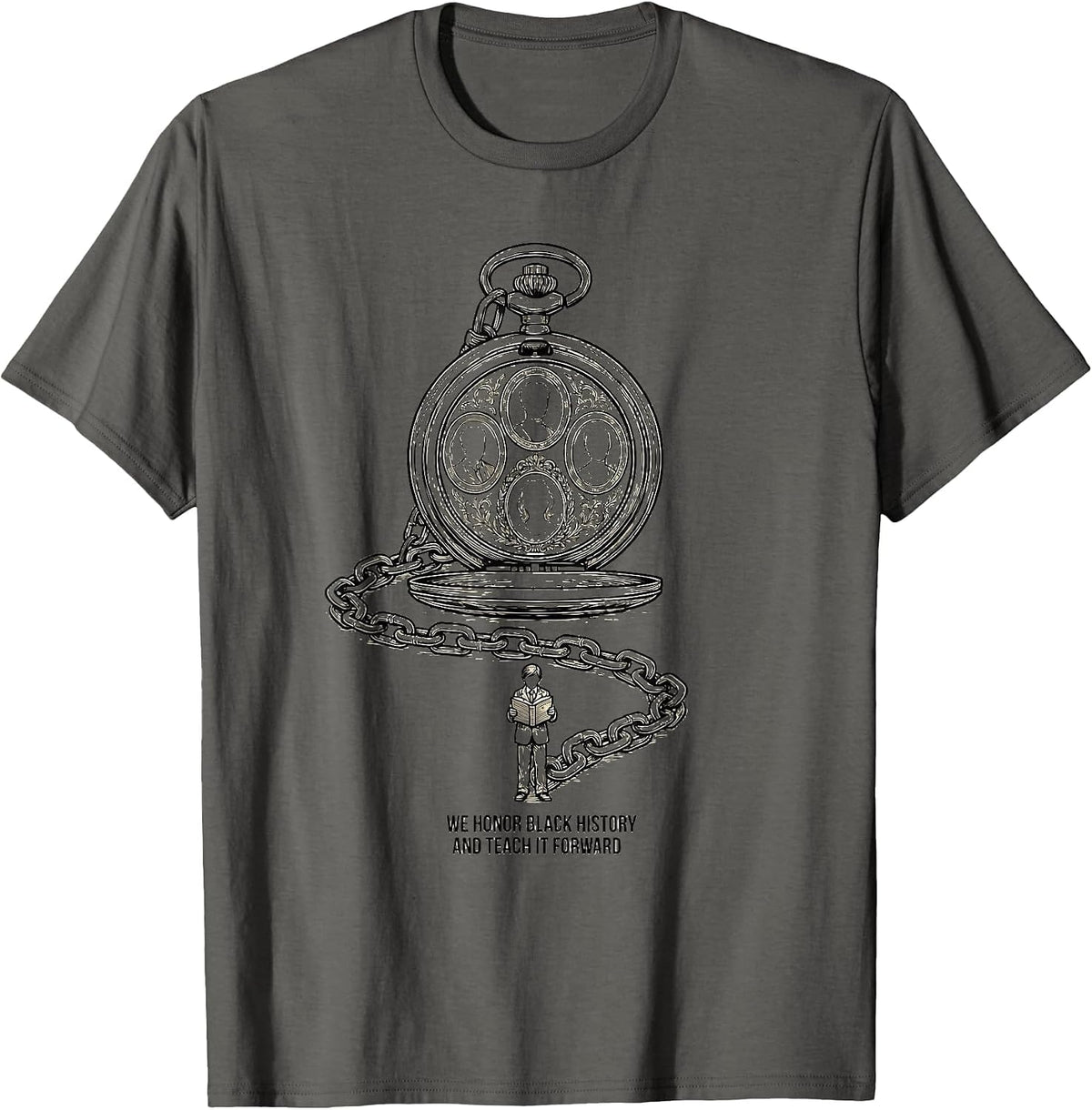 We Honor Black History And Teach It Forward Teachers T-Shirt - Asphalt Grey