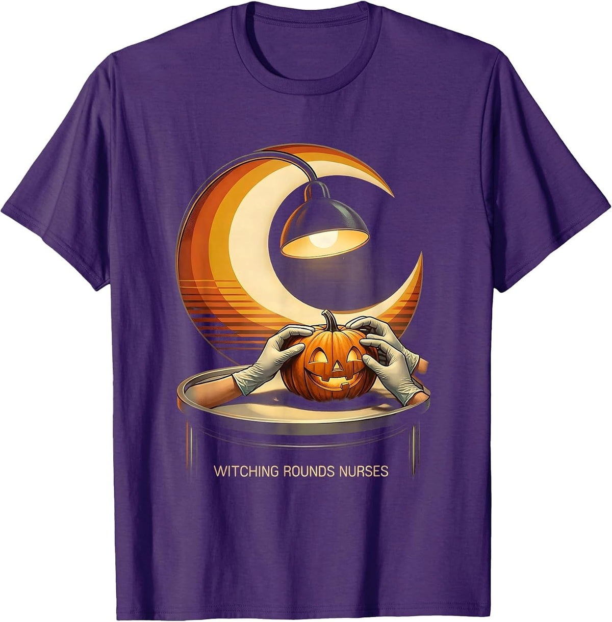 Men's Witching Rounds Nurses Retro Halloween Nurse Team Humor T-Shirt - Purple