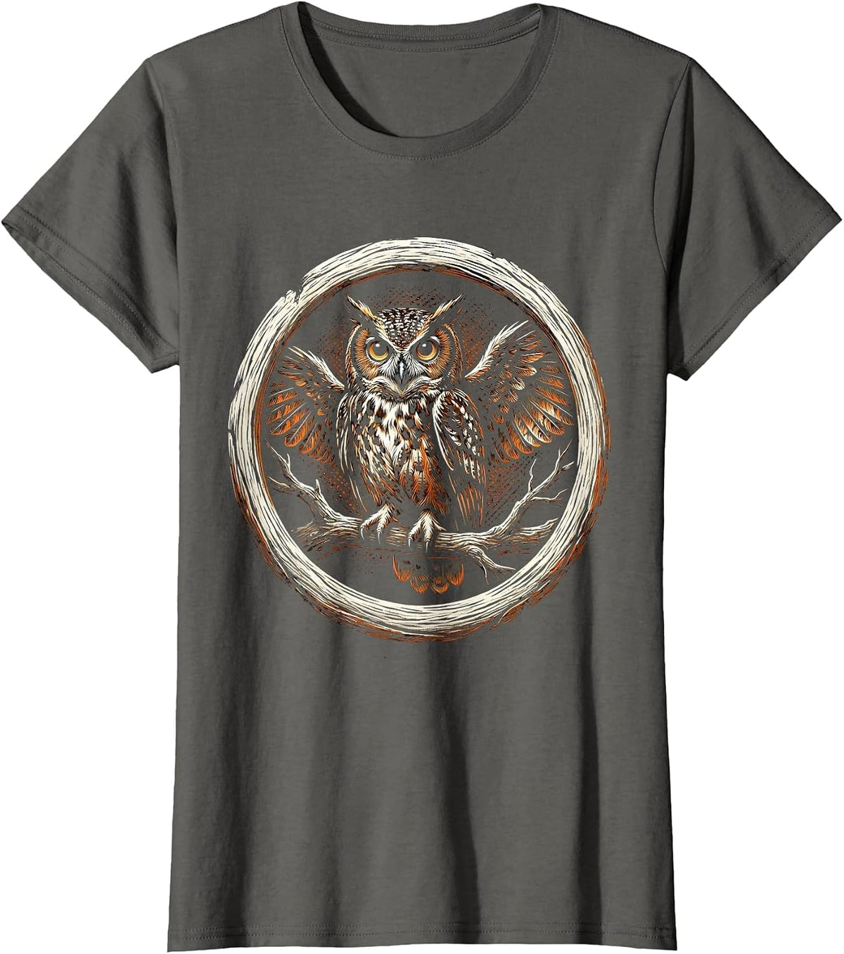 Women's Halloween Owl on Bare Branch Graphic T-Shirt - Asphalt Grey
