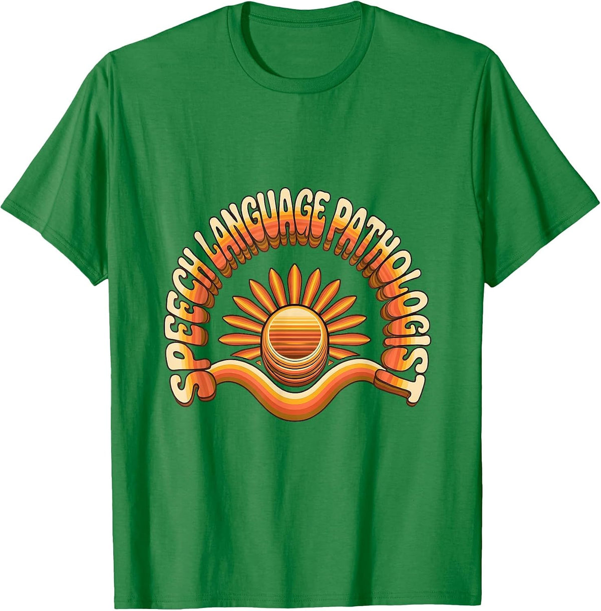 Men's Speech Language Pathologist Retro Groovy SLP Therapist Pride T-Shirt - Kelly Green