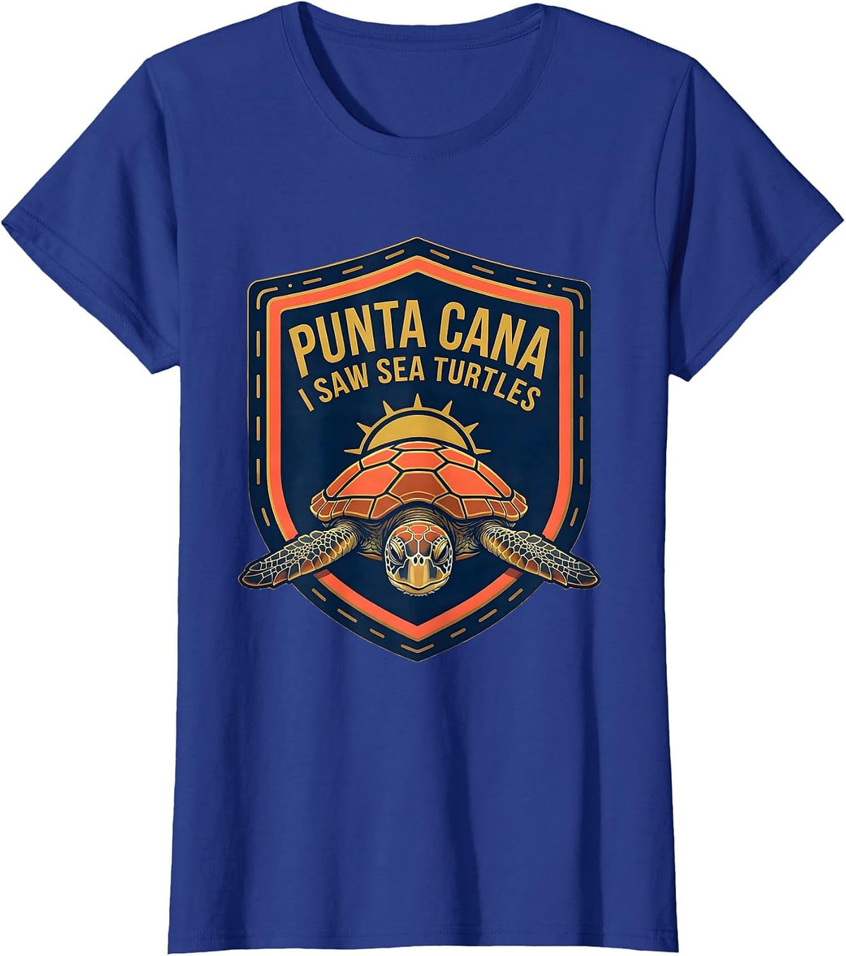 Women's PUNTA CANA I SAW SEA TURTLES Tropical Souvenir Turtle Lover T-Shirt - Royal Blue
