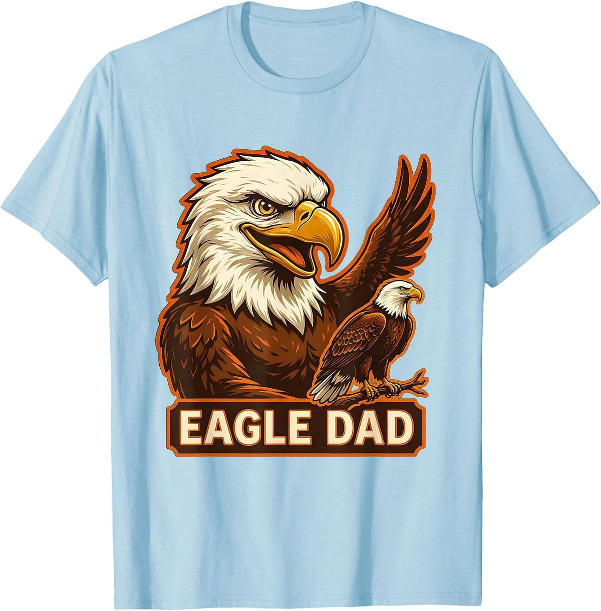 Men's Eagle Dad Retro Advertising Mascot Wildlife Lover Pride Kids T-Shirt - Baby Blue