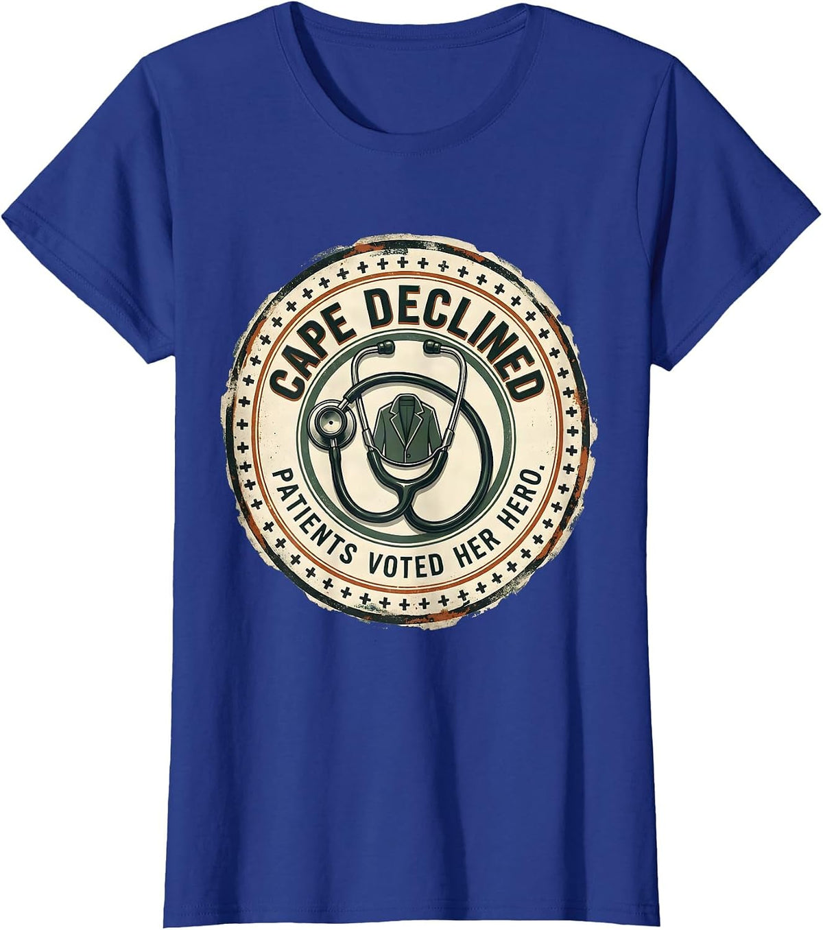 Women's Cape Declined, Patients Voted Her Hero Vintage Nurse Tribute T-Shirt - Royal Blue