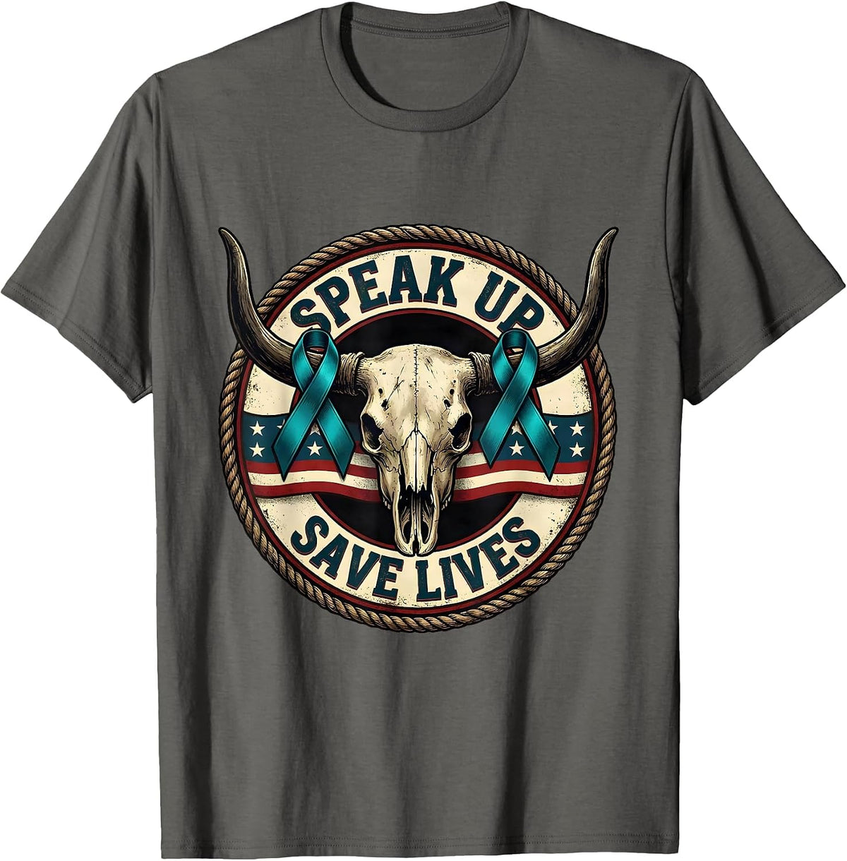 Speak Up Save Lives Suicide Awareness Design T-Shirt - Asphalt Grey