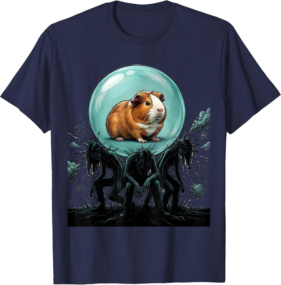 Guinea Pig Happy Calm Bubble Pet Lover Humor T-Shirt - Navy Blue
