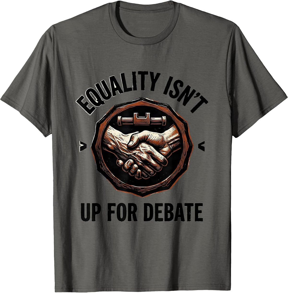 Equality Isn't Up For Debate Linocut Social Justice Activist T-Shirt, Men, Asphalt Grey, 3X-Large - As Pictured