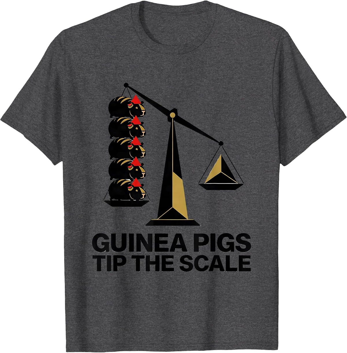 Men's Guinea Pigs Tip The Scale Geometric Guinea Pig Christmas T-Shirt - Dark Heather Grey