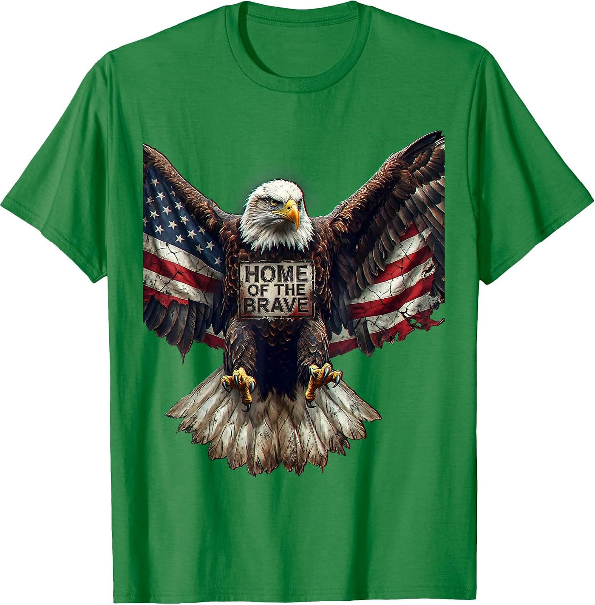 Men's Home of the Brave Veterans Day Eagle Flag Design T-Shirt - Kelly Green