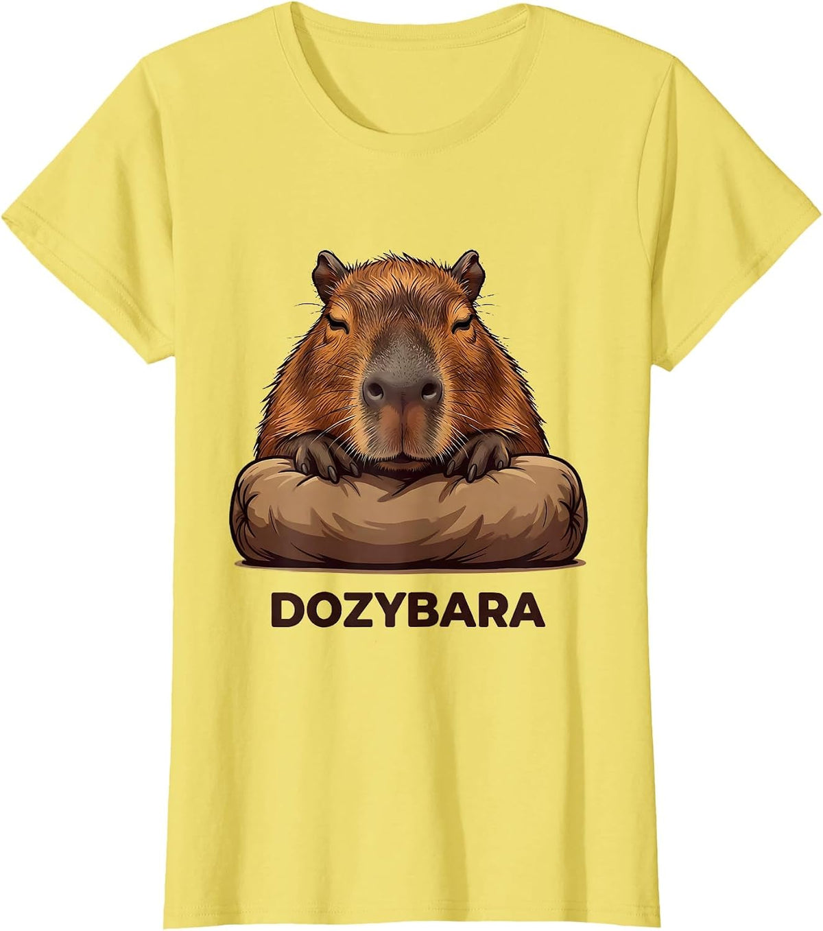 Dozybara Cute Capybara Sleepy Pajama Humor Kids Adults T-Shirt - Lemon Yellow