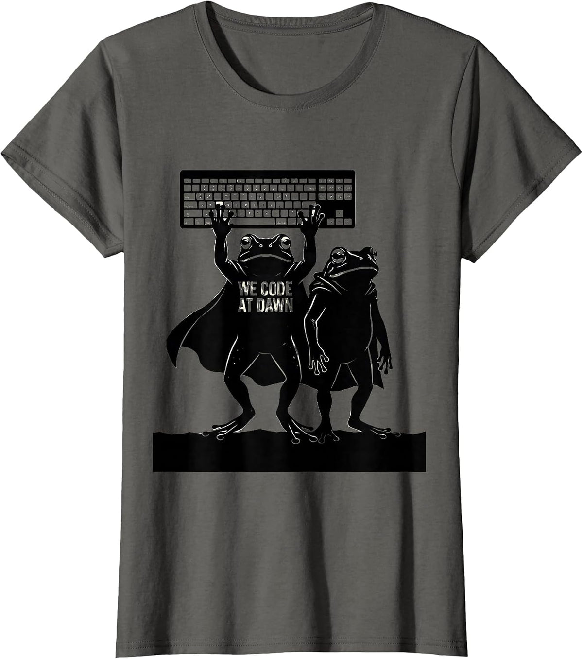 Women's We Code At Dawn Funny Teacher Frog Back to School T-Shirt - Asphalt Grey