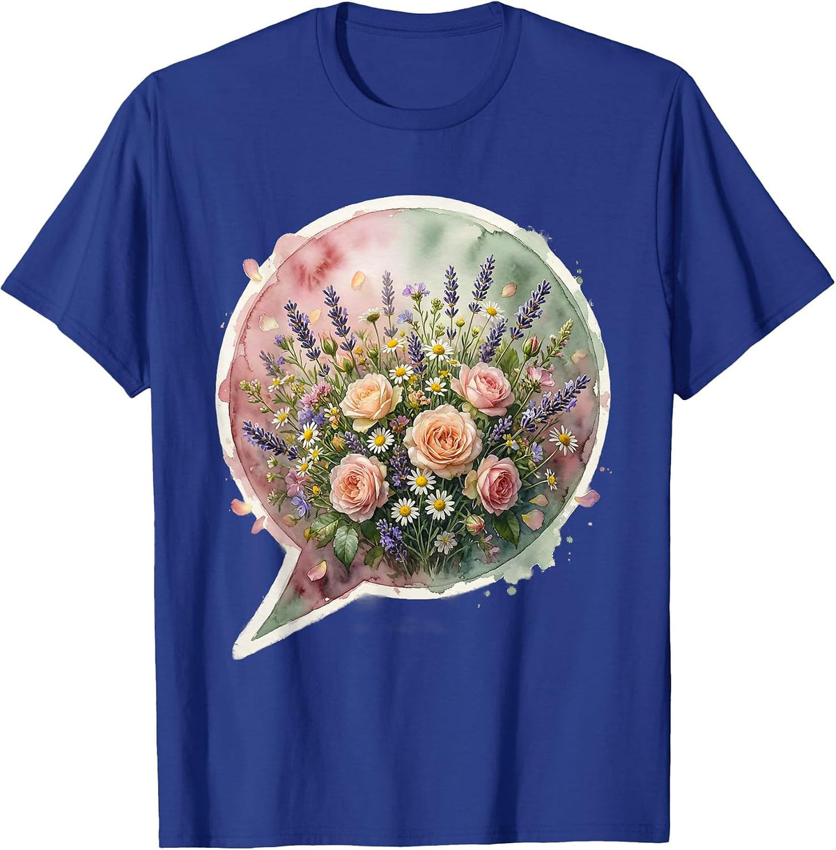 Special Education Teacher Floral Speech Bubble T-Shirt - Royal Blue