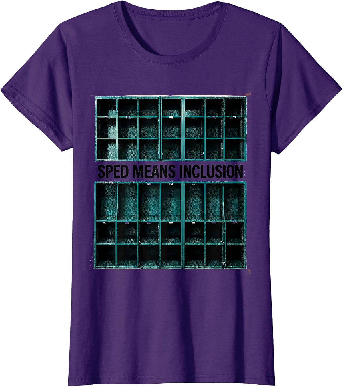 Women's SPED Means Inclusion Risograph Special Education Teacher T-Shirt - Purple