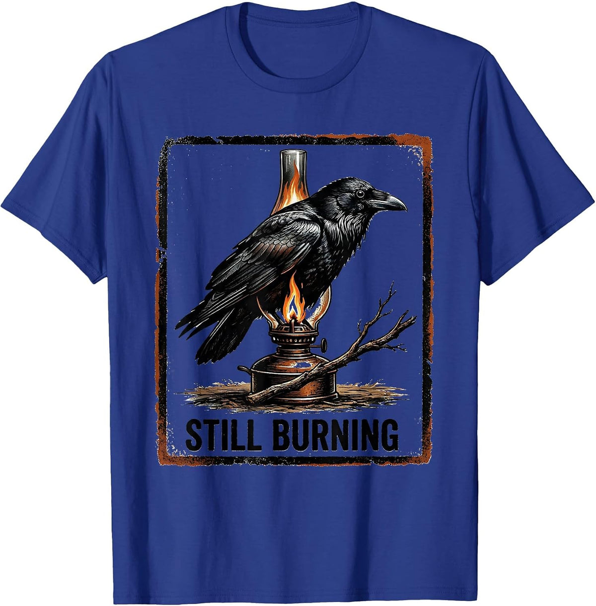 Still Burning Gothic Literary Raven Edgar Allan Poe Dark T-Shirt - Royal Blue