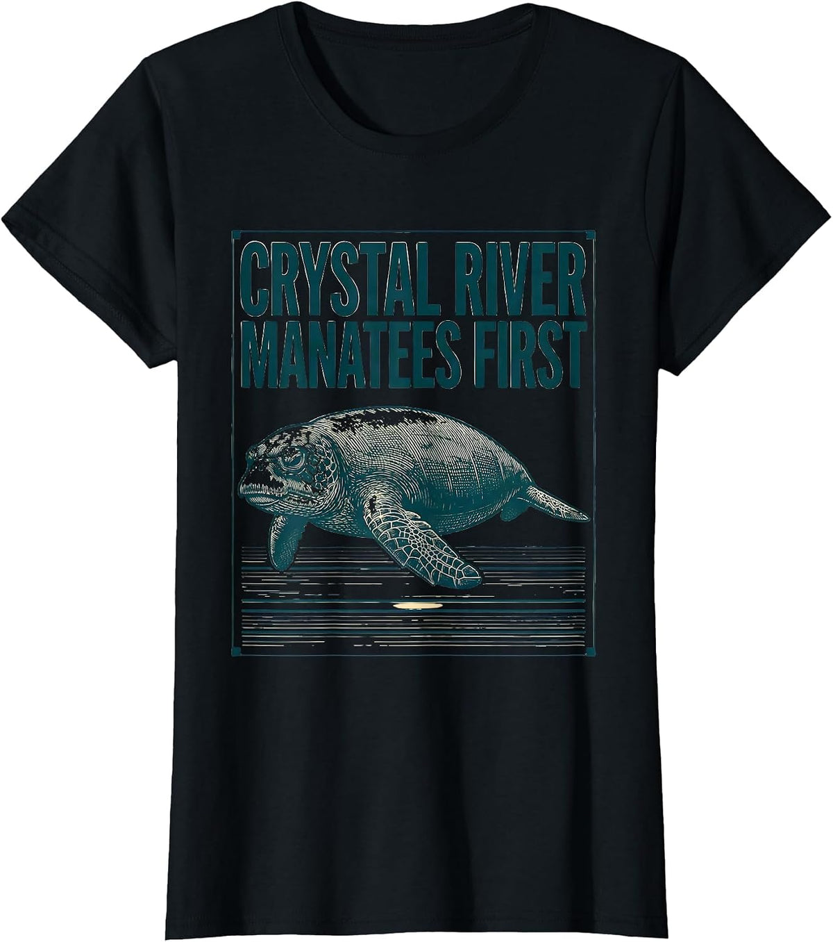 Crystal River Manatees First Vintage Florida Gulf Coast T-Shirt - Black