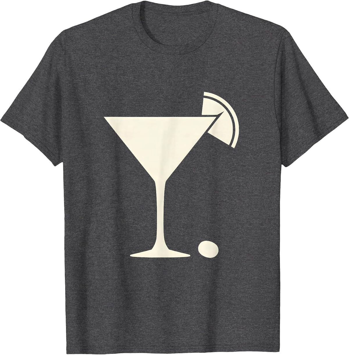 Martini Cone Silhouette Cocktail Lover Humor T-Shirt - Dark Heather Grey