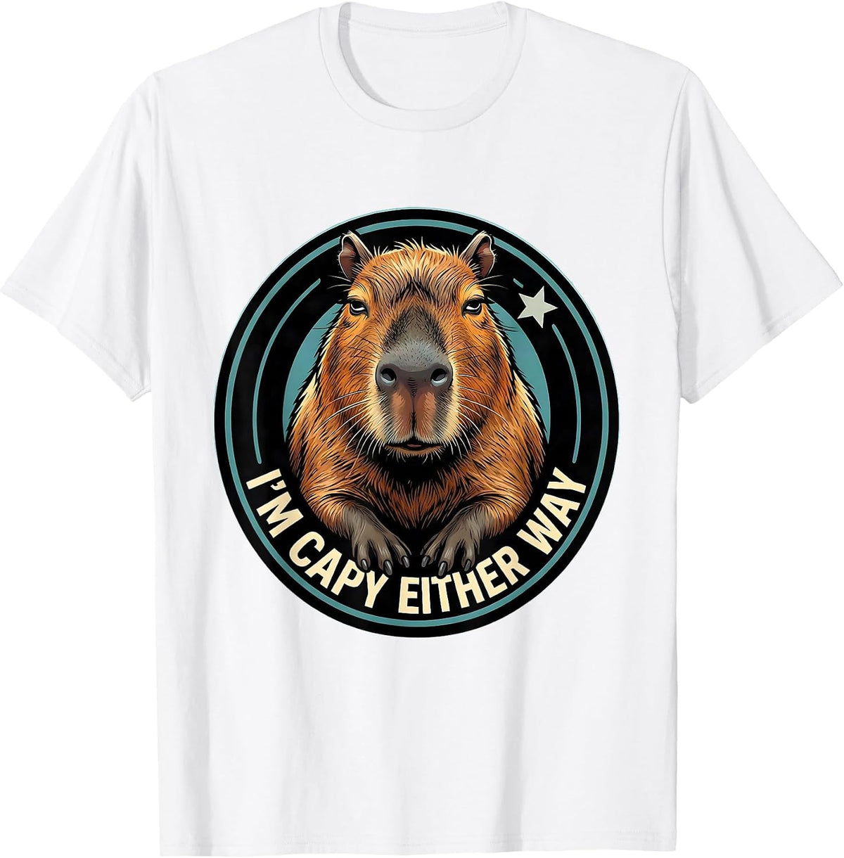 Men's I'm Capy Either Way Funny Capybara Animal Humor T-Shirt - White