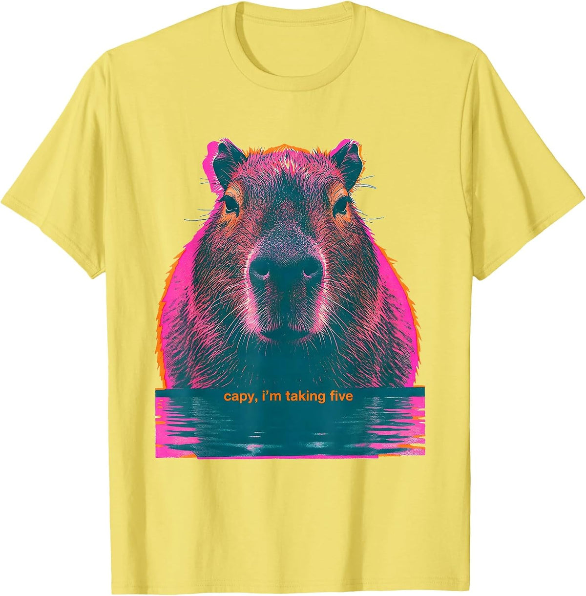 Men's capy, i'm taking five Funny Capybara Animal Lover Meme Humor T-Shirt - Lemon Yellow