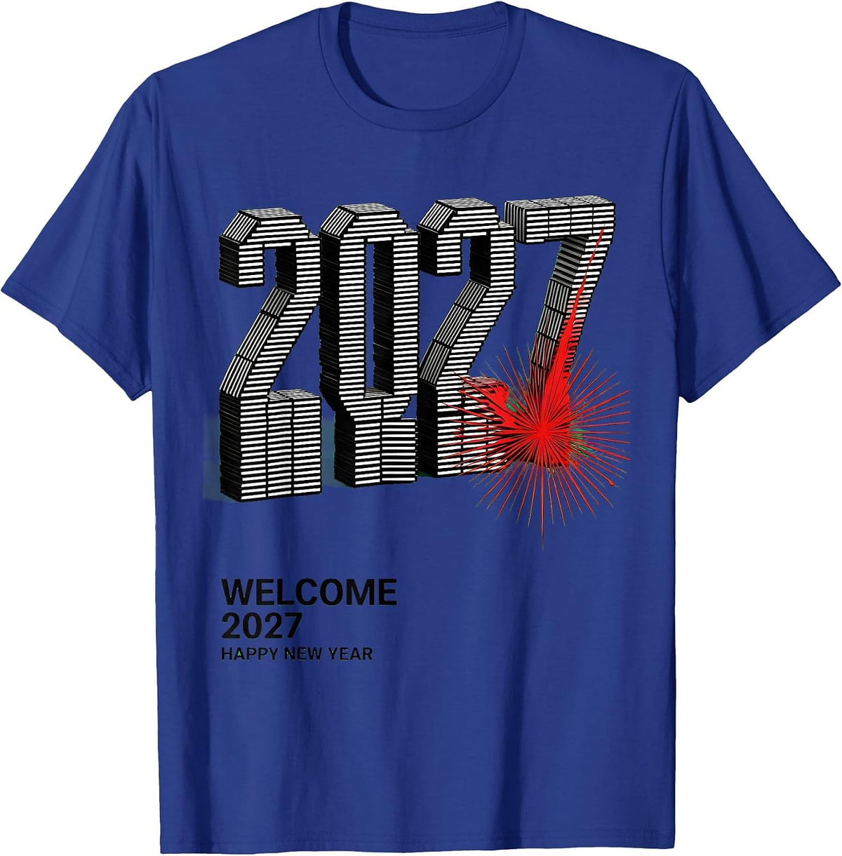 Men's Welcome 2027 Happy New Year Party Family Matching T-Shirt - Royal Blue