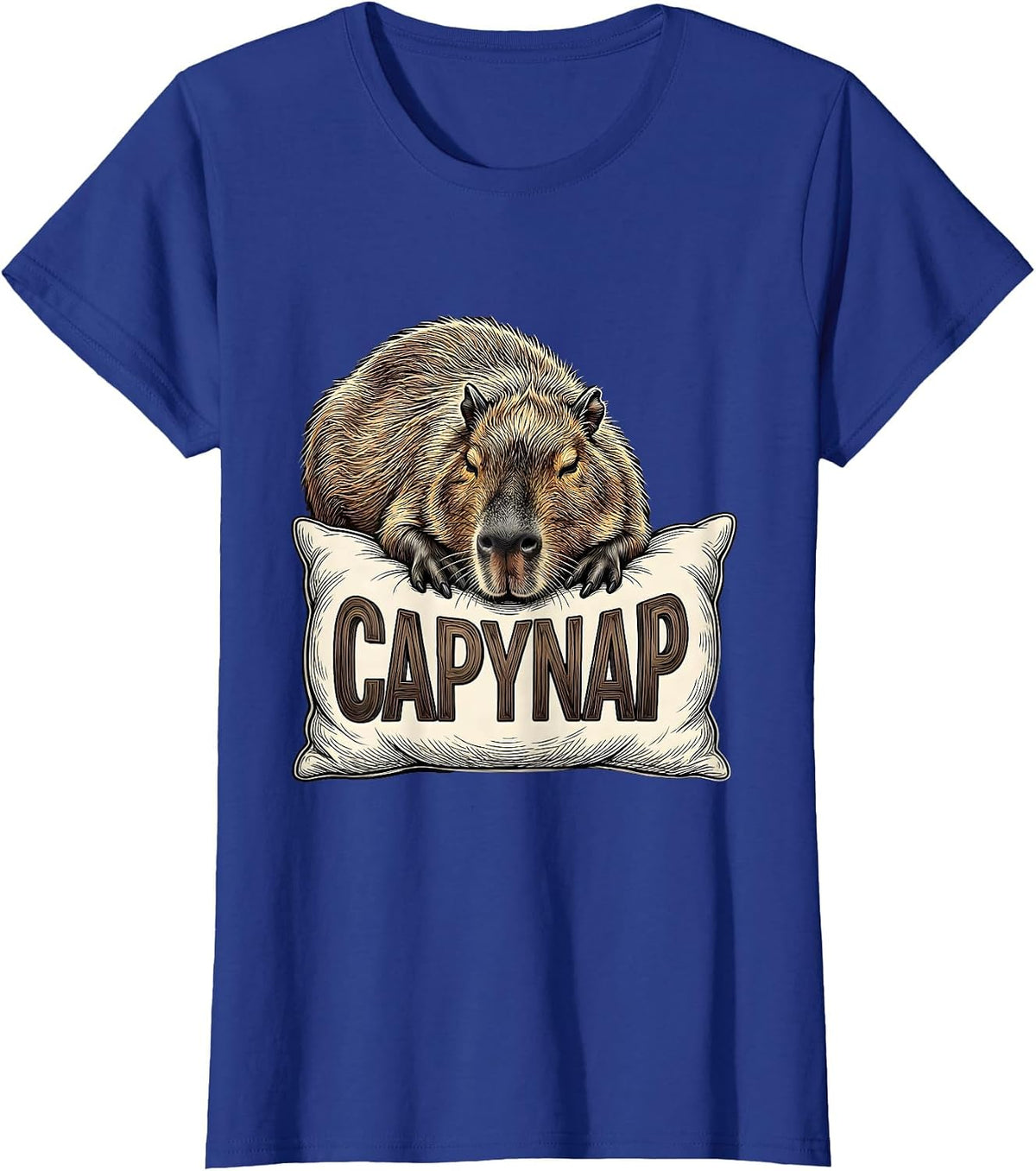 Women's Capynap Cute Capybara Official Sleepshirt Pajama Humor T-Shirt - Royal Blue