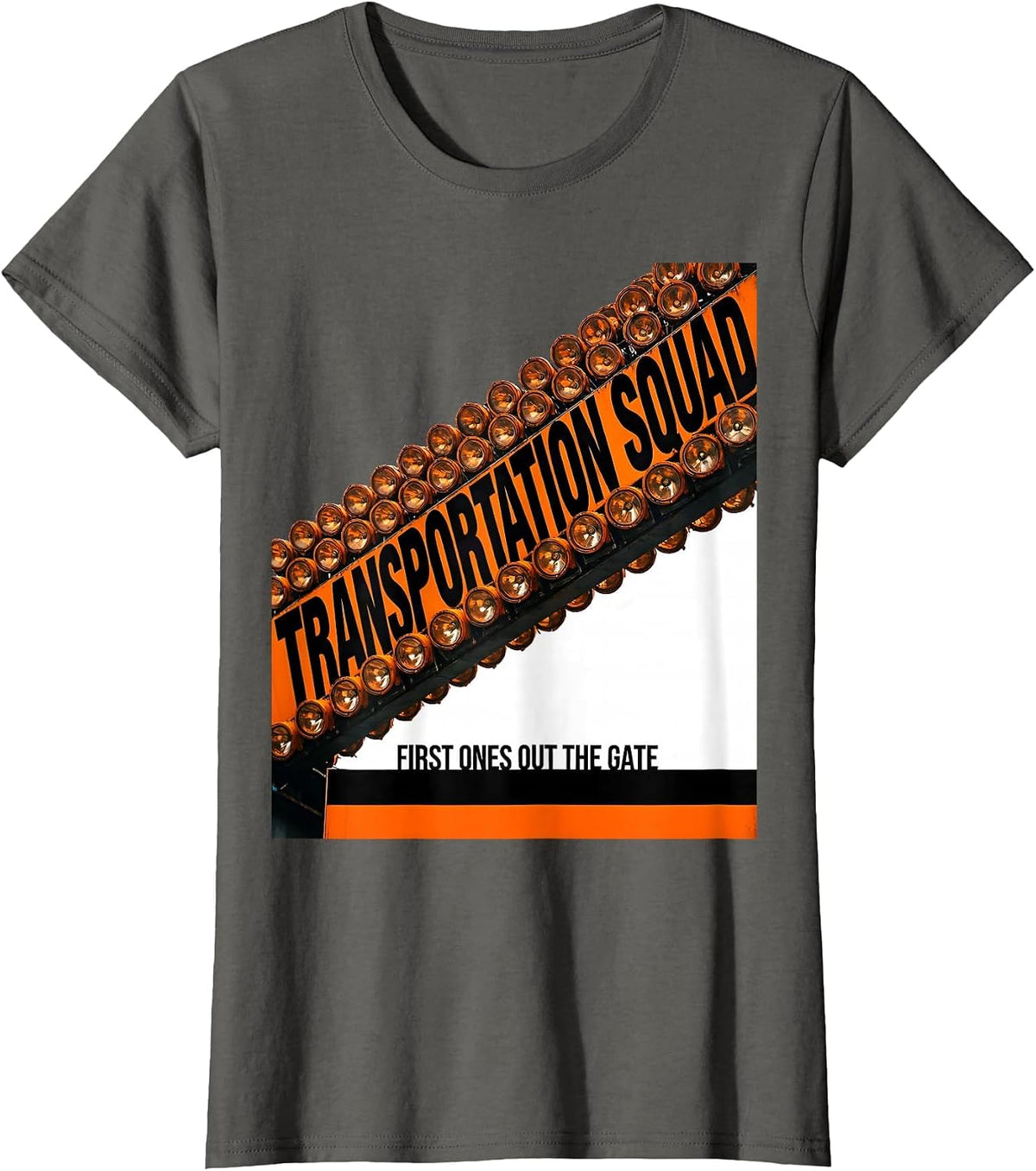 Women's Transportation Squad, First Ones Out The Gate School Bus T-Shirt - Asphalt Grey