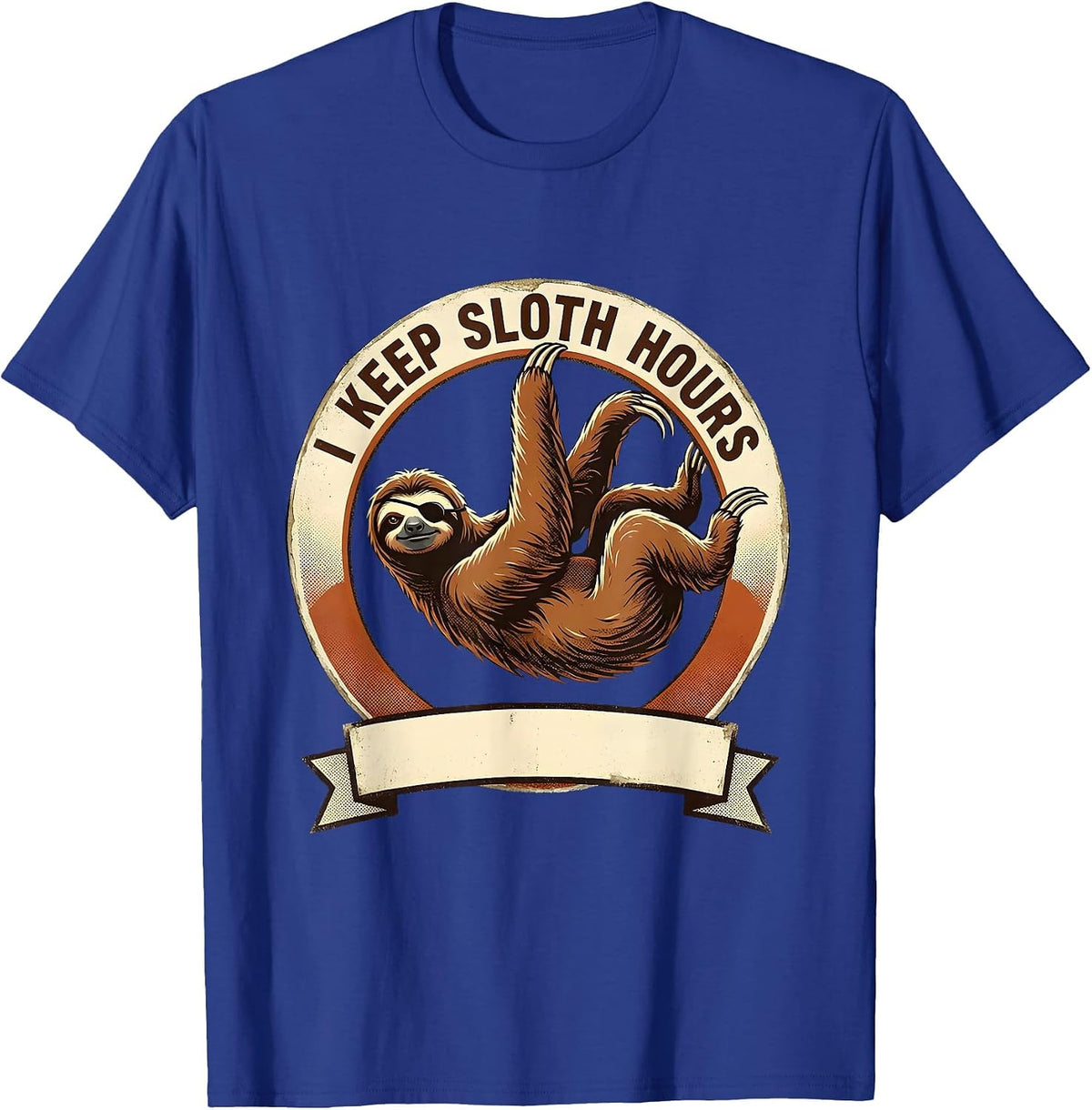 I Keep Sloth Hours Funny Sloth Lover Humor Vintage T-Shirt - Royal Blue