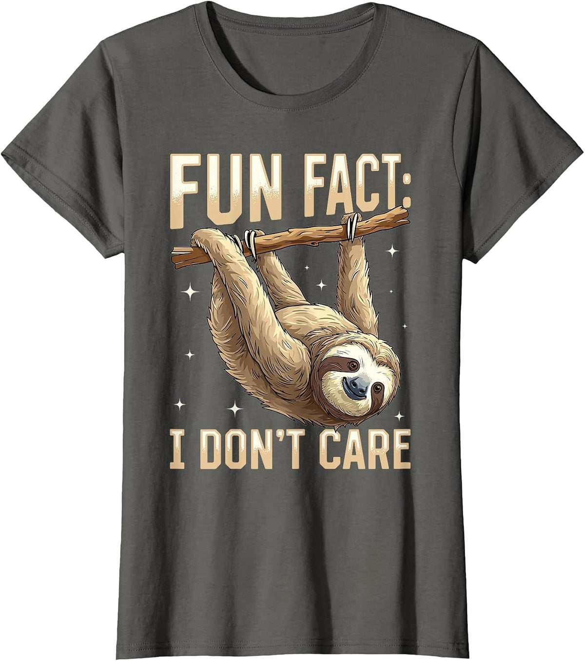 Funny Lazy Sloth Fun fact i Don't Care T-Shirt - Asphalt Grey