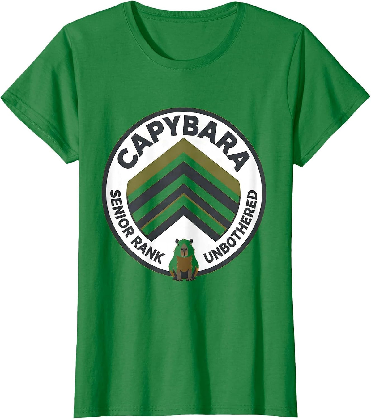 Capybara — Senior Rank, Unbothered Funny Animal Meme Humor T-Shirt - Kelly Green