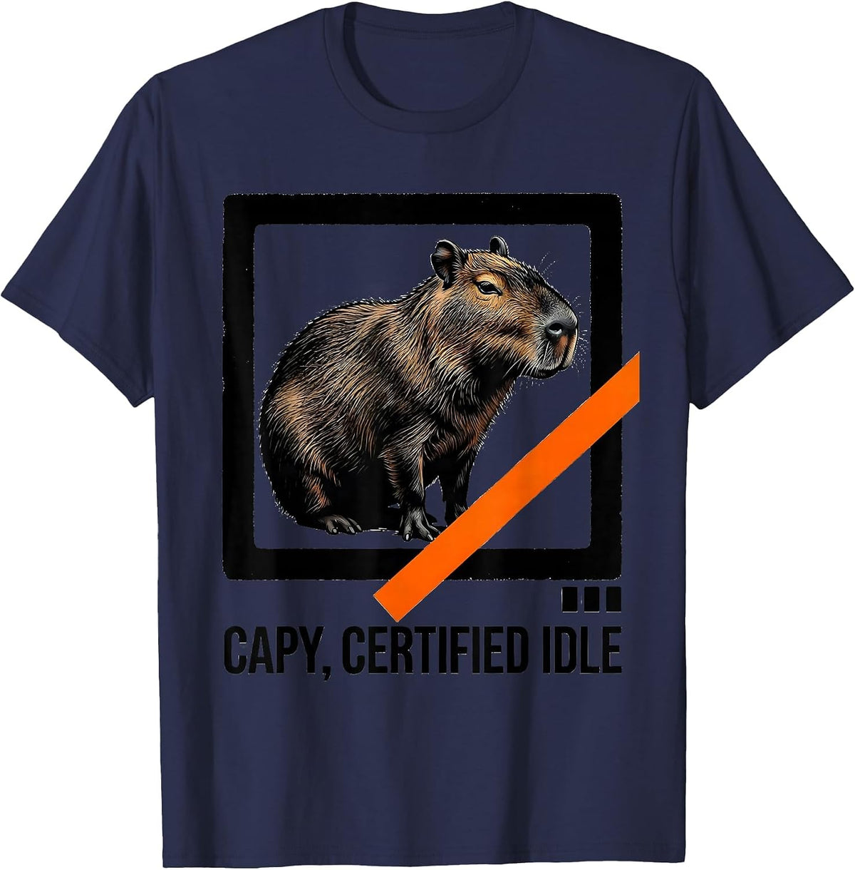 Men's Capy, Certified Idle Funny Capybara Meme Animal Lover Humor T-Shirt - Navy Blue