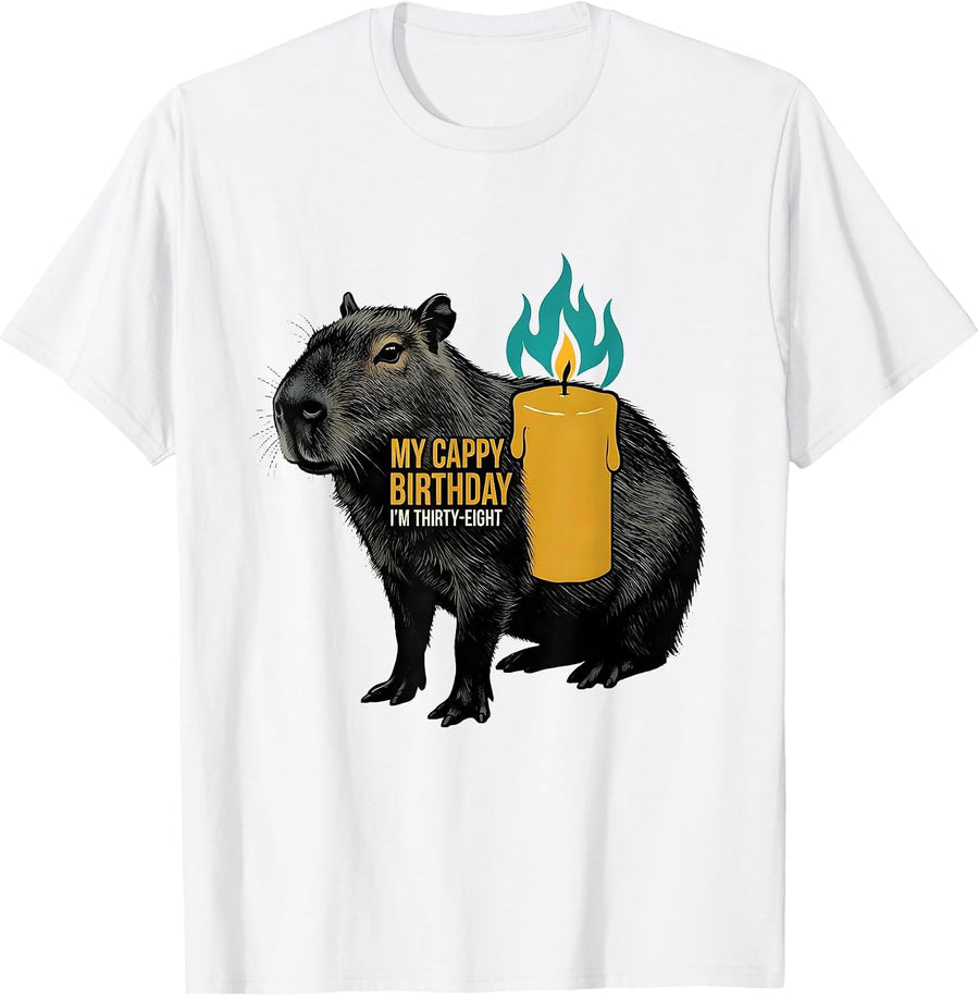 Men's My Cappy Birthday I'm Thirty-Eight Cute Capybara Kawaii T-Shirt - White