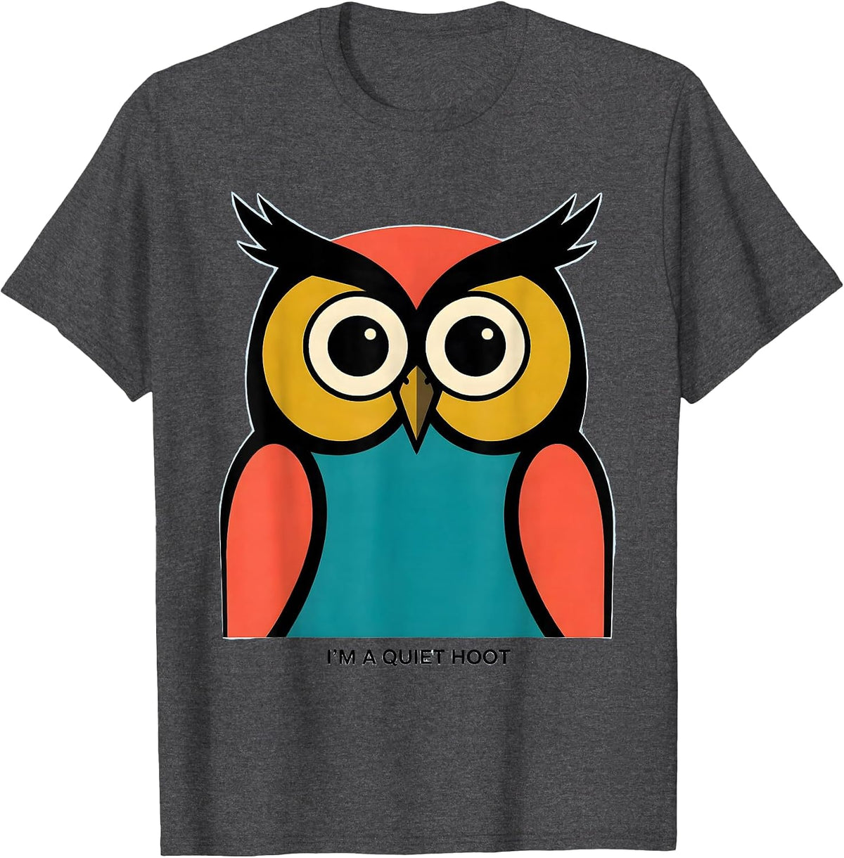 Men's I'm A Quiet Hoot Vintage Owl Bird Lover Retro Graphic T-Shirt - Dark Heather Grey