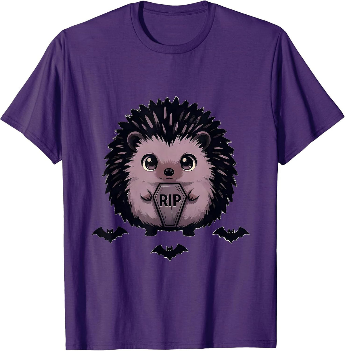 RIP Chibi Hedgehog Pastel Goth Kawaii Anime Horror Aesthetic T-Shirt - Purple