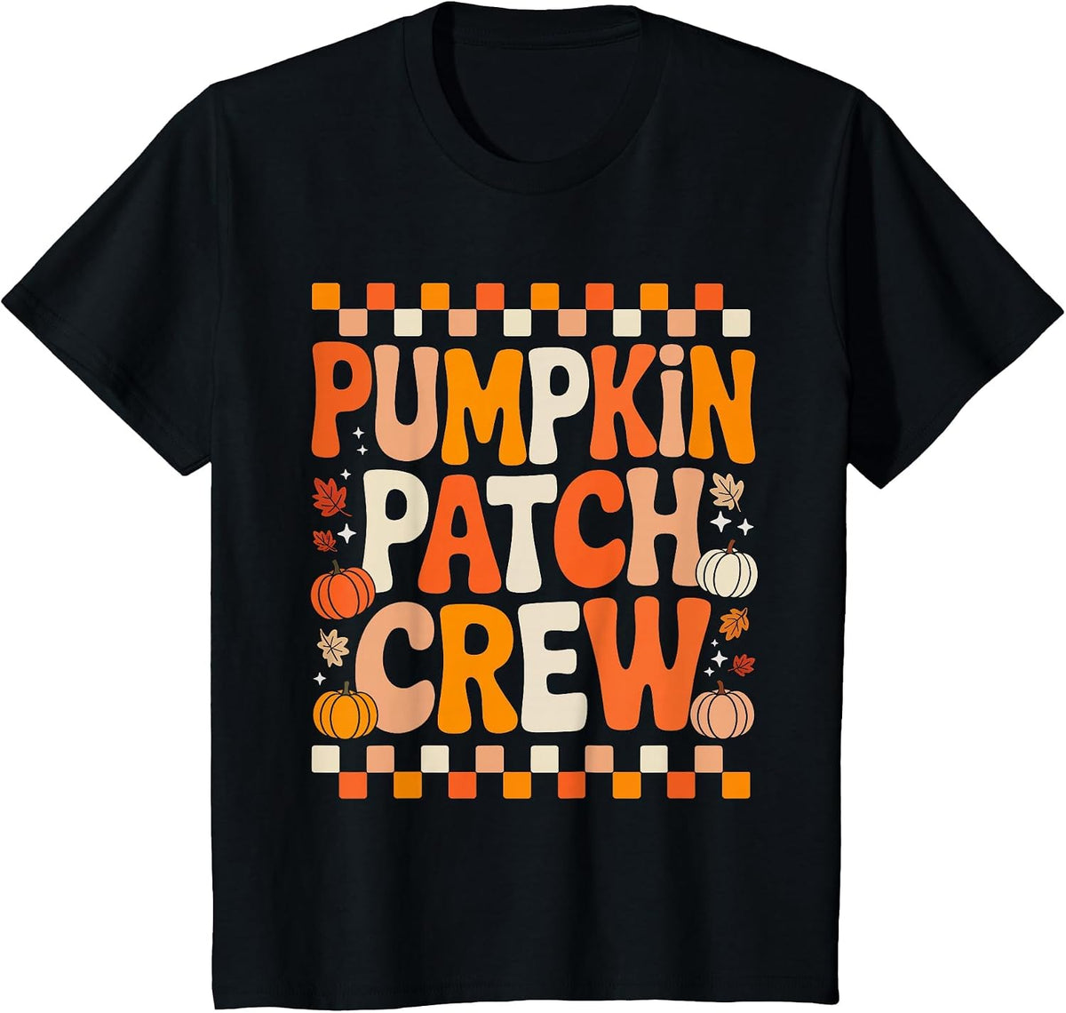 Groovy Pumpkin Patch Crew Pumpkin Patch Crew Fall Halloween T-Shirt - Black