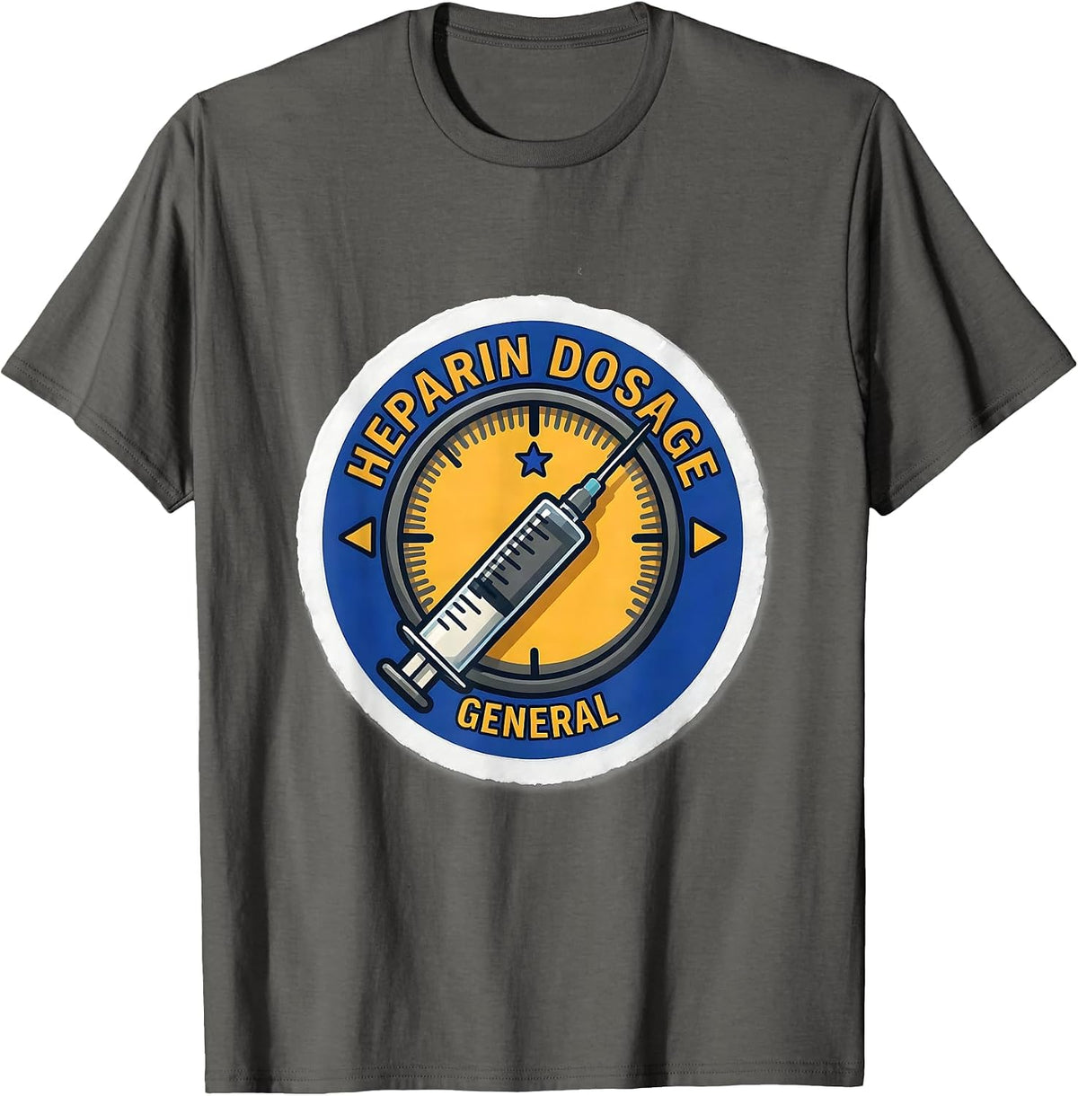 Heparin Dosage General Funny Dialysis Nurse Nephrology Crew T-Shirt - Asphalt Grey