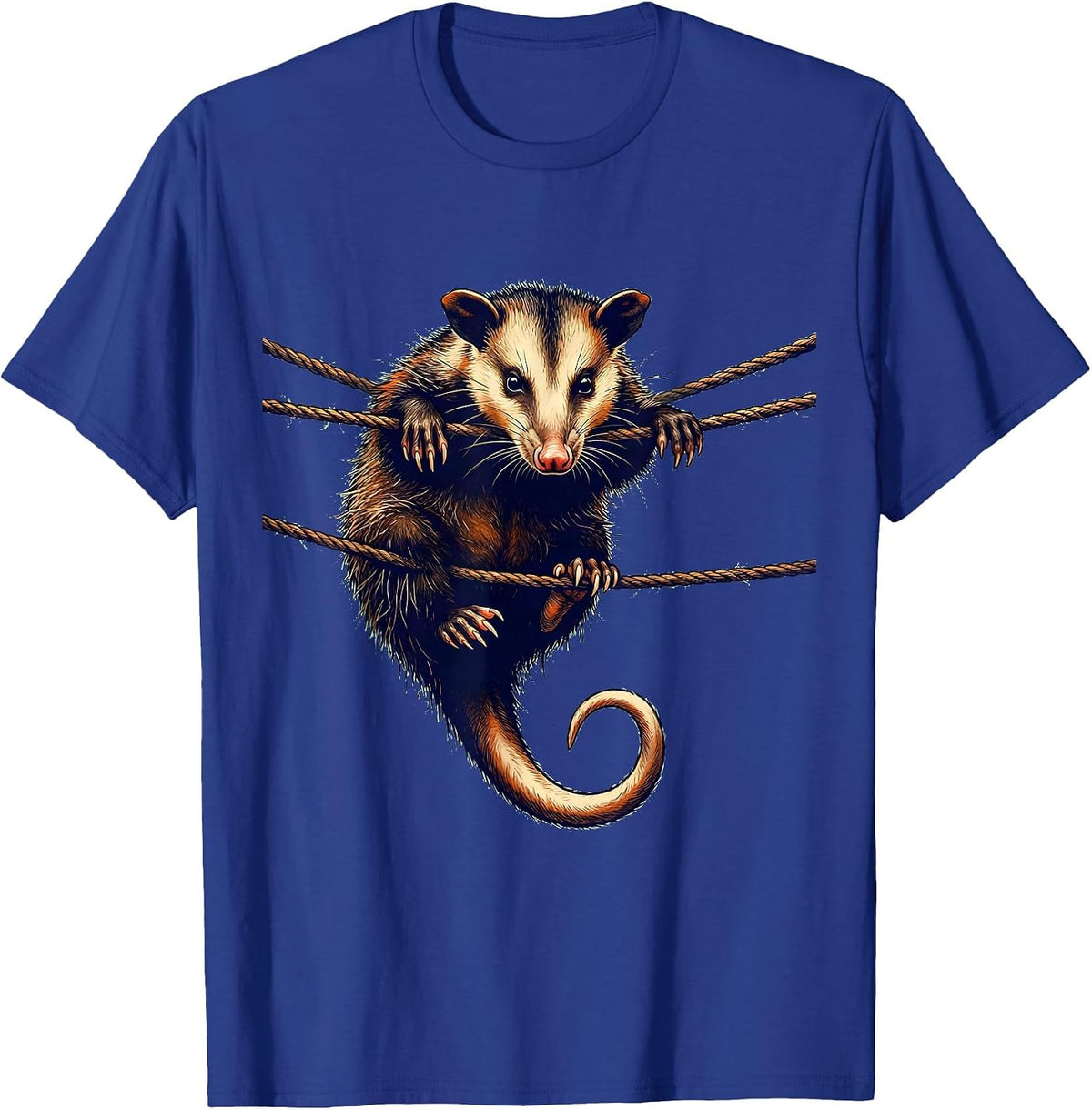 Men's Opossum Clothesline Absurd Humor Animal Meme T-Shirt - Royal Blue