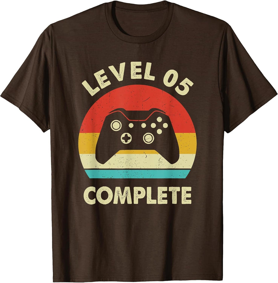 Level 5th Complete Retro Vintage 5 Year Wedding Anniversary T-Shirt - Brown