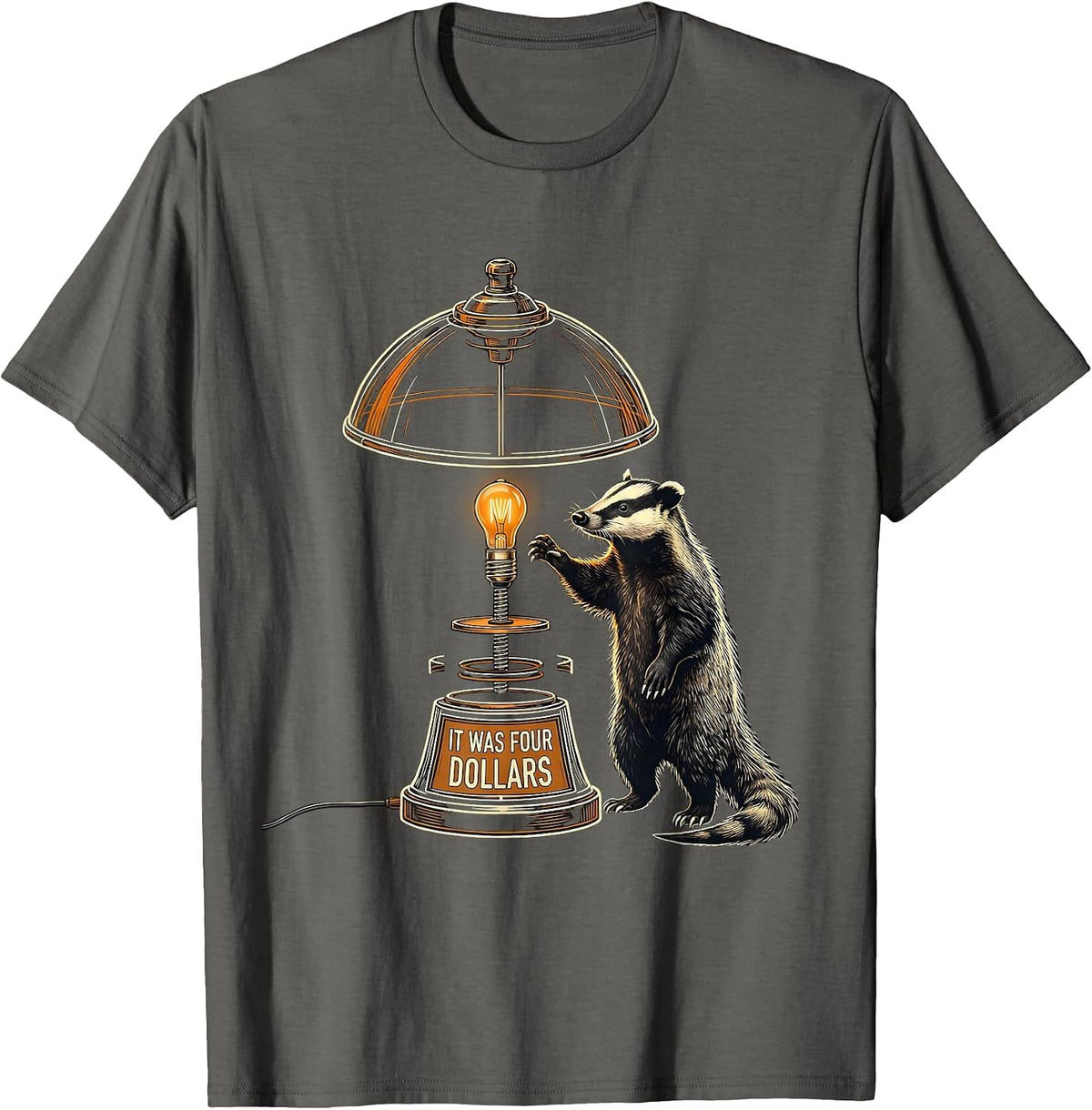 It Was Four Dollars Funny Opossum Thrifting Vintage T-Shirt - Asphalt Grey