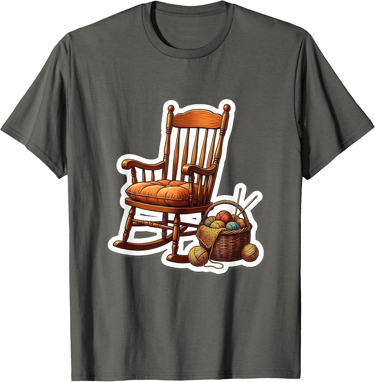 Cozy Rocking Chair Knitting Basket Mama Design T-Shirt - Asphalt Grey