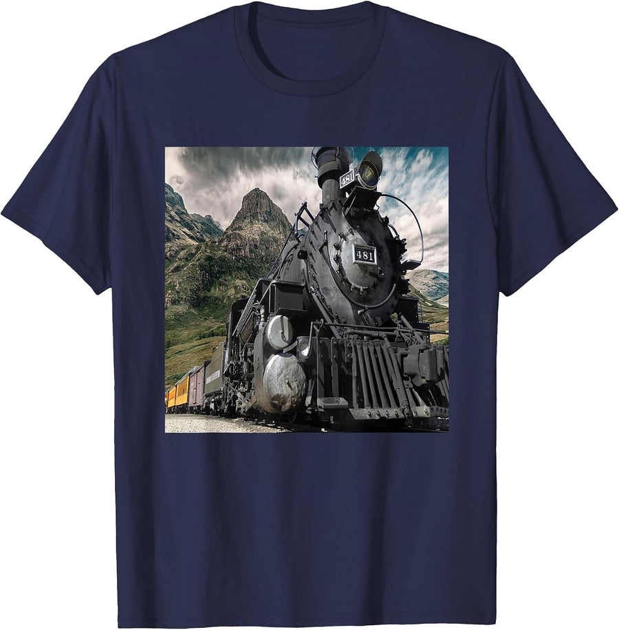 Train Steam Engine T Shirt T-Shirt - Navy Blue