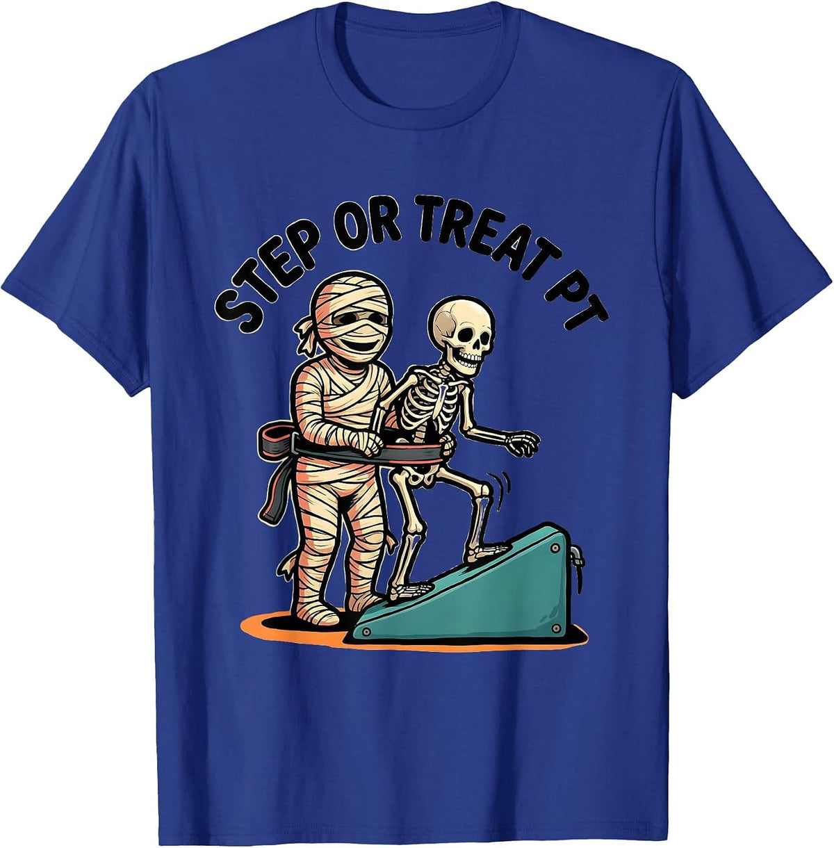 Men's Step Or Treat PT Funny Physical Therapy Halloween Therapist T-Shirt - Royal Blue