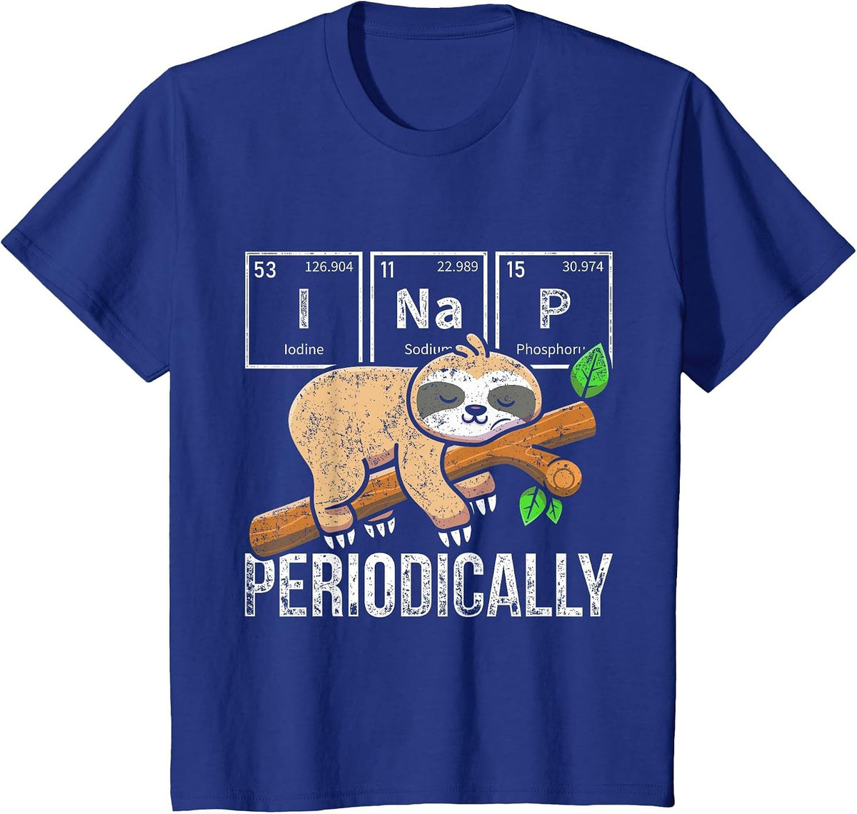 Cute Sloth Animal Periodic Table Science Chemist Chemistry T-Shirt - Royal Blue