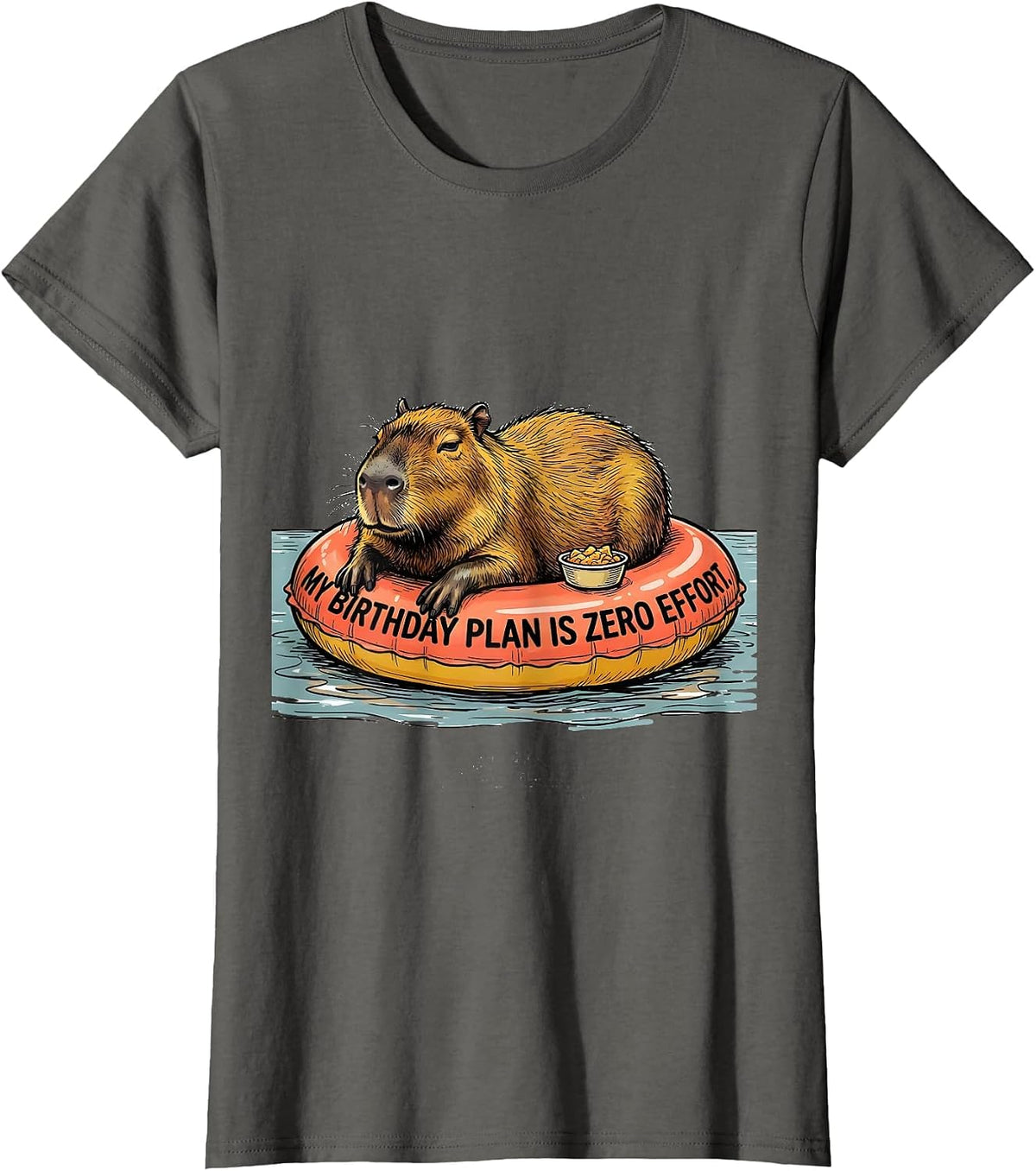 Women's My Birthday Plan Is Zero Effort Funny Capybara Meme Birthday T-Shirt - Asphalt Grey