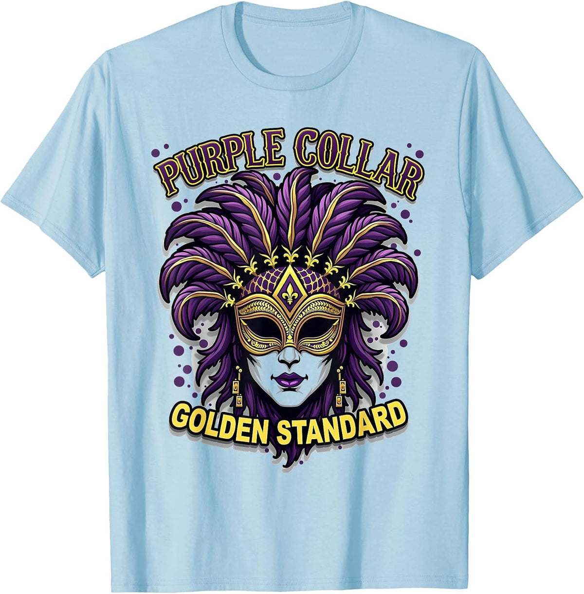 Purple Collar Golden Standard Mardi Gras Design T-Shirt - Baby Blue