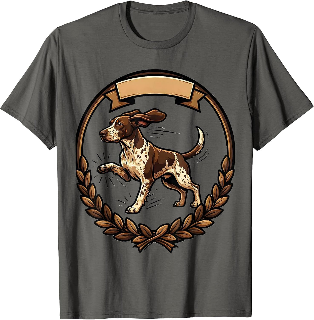 German Shorthaired Pointer Dog Cartoon Hunter Gift T-Shirt - Asphalt Grey