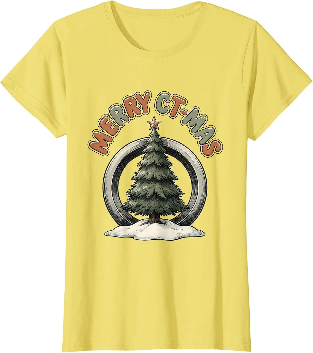 Merry CT-mas Funny Radiology Tech Christmas CT Scan Humor T-Shirt - Lemon Yellow