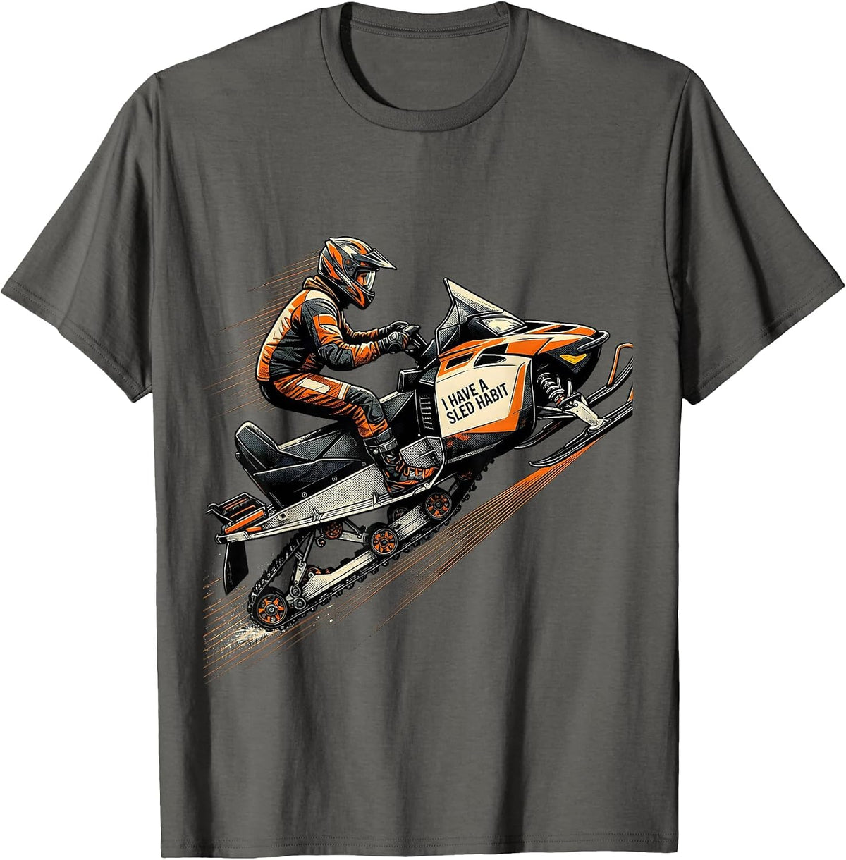 Men's I Have A Sled Habit Funny Snowmobile Rider Snowmobiling T-Shirt - Asphalt Grey
