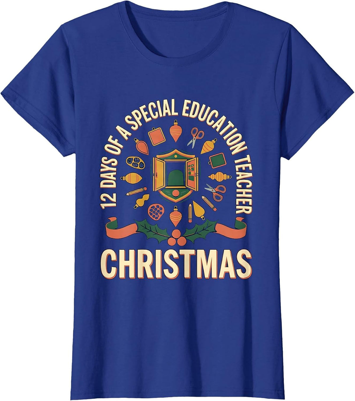 Women's 12 Days Of A Special Education Teacher Christmas Special Ed T-Shirt - Royal Blue