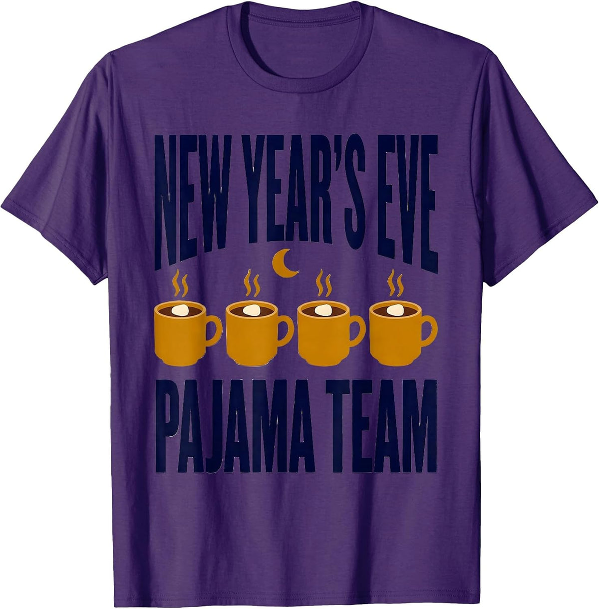 Men's New Year's Eve Pajama Team Funny Matching Family Party Wear T-Shirt - Purple