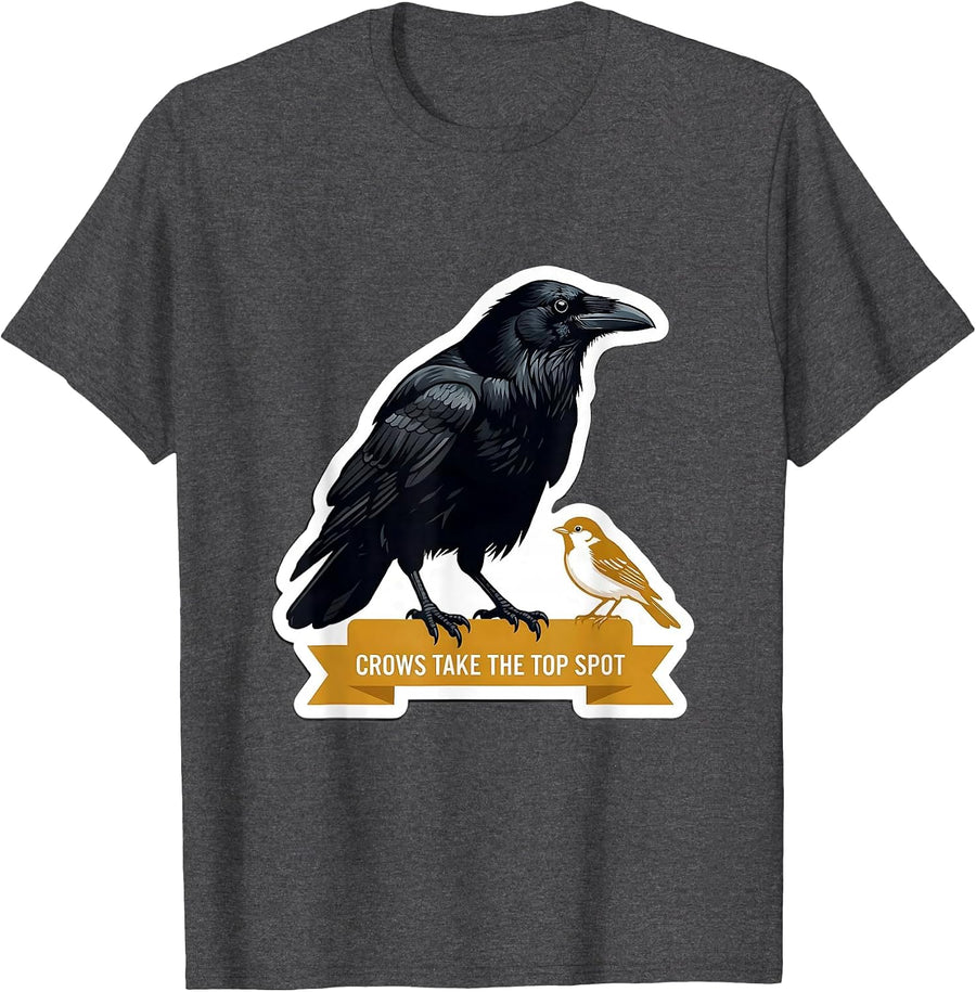Men's Crows Take The Top Spot Dark Humor Bird Lover Gift T-Shirt - Dark Heather Grey