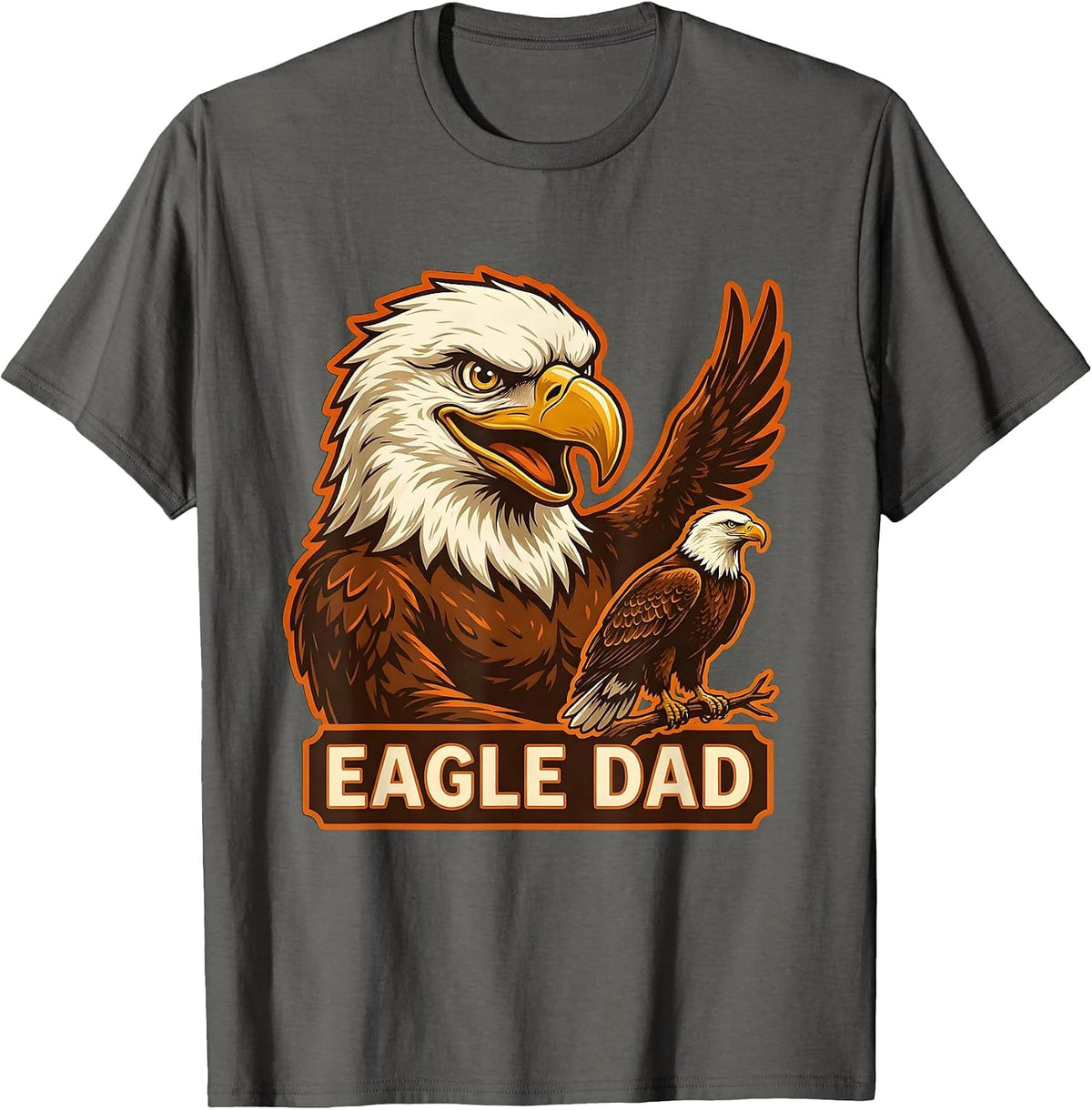 Men's Eagle Dad Retro Advertising Mascot Wildlife Lover Pride Kids T-Shirt - Asphalt Grey